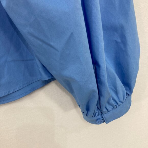 New Worthington size XL Blue Puff Sleeve Smocked Detail Button Down Preppy - Picture 10 of 12